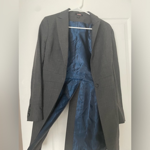 EXPRESS gray trench coat with back slit - Picture 3 of 4
